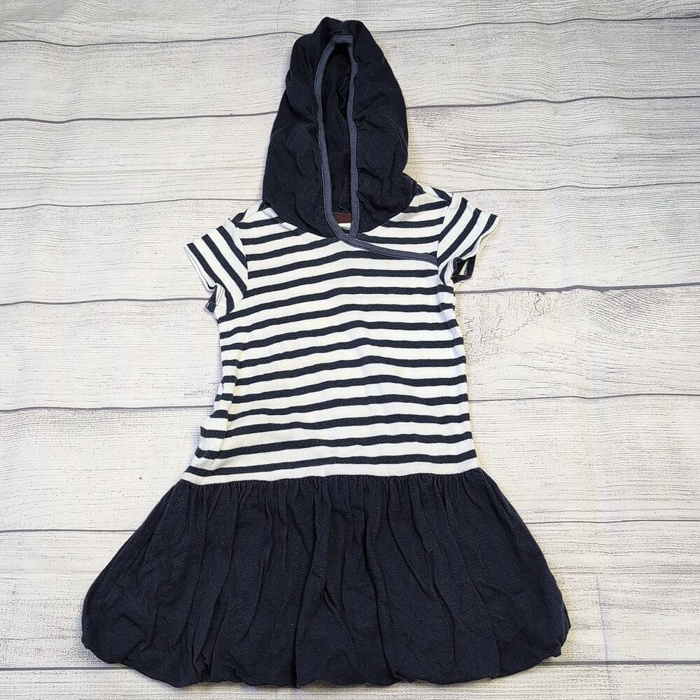 3 Tea Collection Navy Stripe Hooded Bubble Dress
